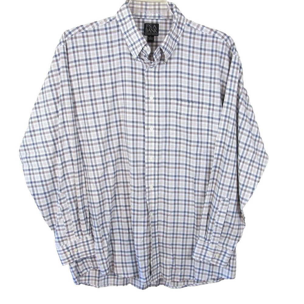 Jos. A Bank‎ Traveler's Collection Long Sleeve Button Down Shirt Men's L Plaid